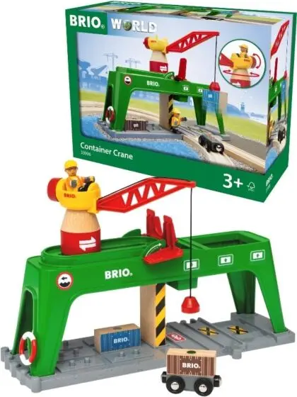 BRIO World Container kran 33996 - tilbehør til togbane - roterbar kran med magnetisk krok 33996 - Brio