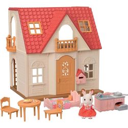 Sylvanian Families Starthus m/ figur og tilbehør - Red Roof Cosy Cottage hus - Sylvanian families