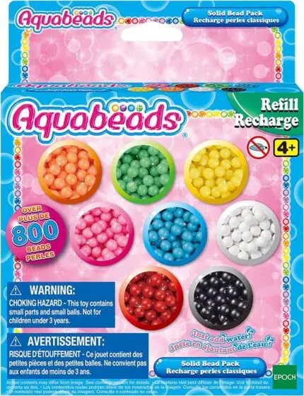 Aquabeads Solid Bead refill-sett med 800 vannperler i 8 forskjellige farger Medlem 3 for 2 perlesett - Småvarer