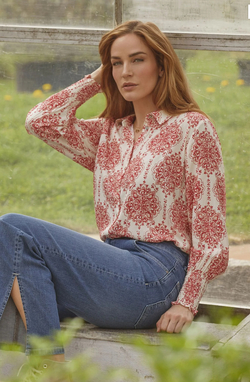 Isay Gryta Smock Blouse Red Floral - Isay