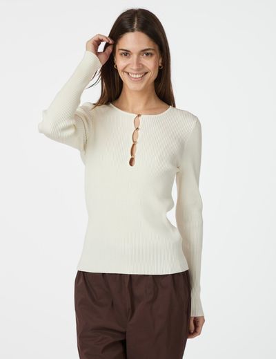 Carlton Knit Blouse Off White  - Neo noir