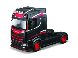 Burago 1:43 Street Fire Haulers Custom Cabs Scania S730 Black Sort - Burago