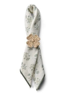 serviett i økologisk bomull m/blomstertrykk, eukalyptus White - Lexington