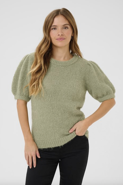 Emilie Bow Pullover Oil Green - Kaffe Clothing