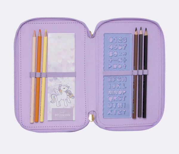 Beckmann Trelags pennal med innhold, Unicorn Princess Purple