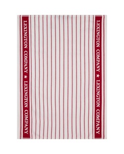 Stripet org kjøkkenhåndkle, bomullsfrotté, rød/hvit