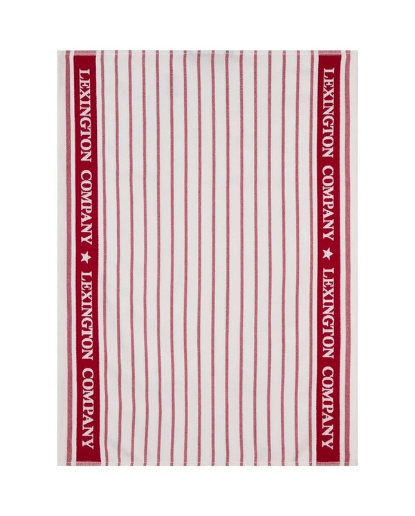 Stripet org kjøkkenhåndkle, bomullsfrotté, rød/hvit