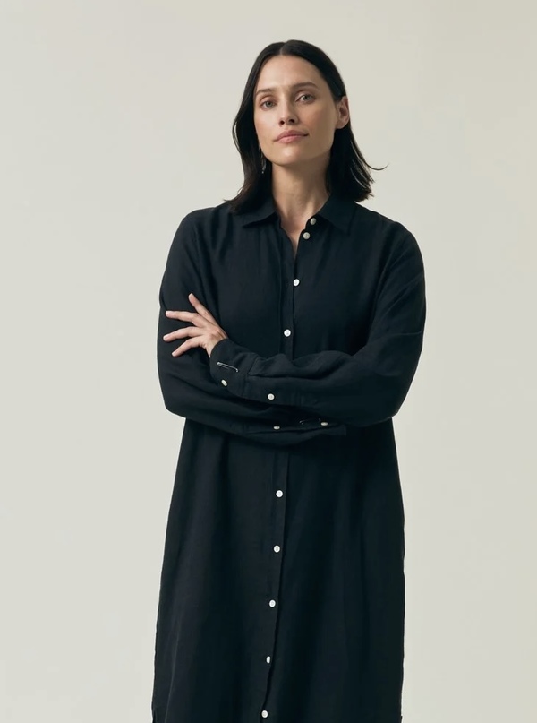 Long Linen Shirt Dress