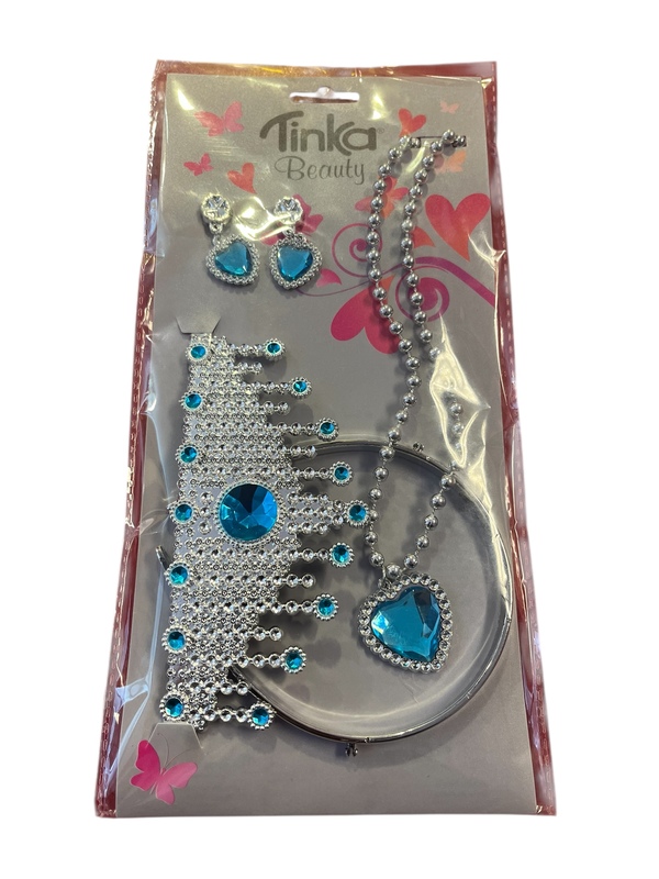 Prinsessesett Tiara, Kjede og Ørepynt Blå