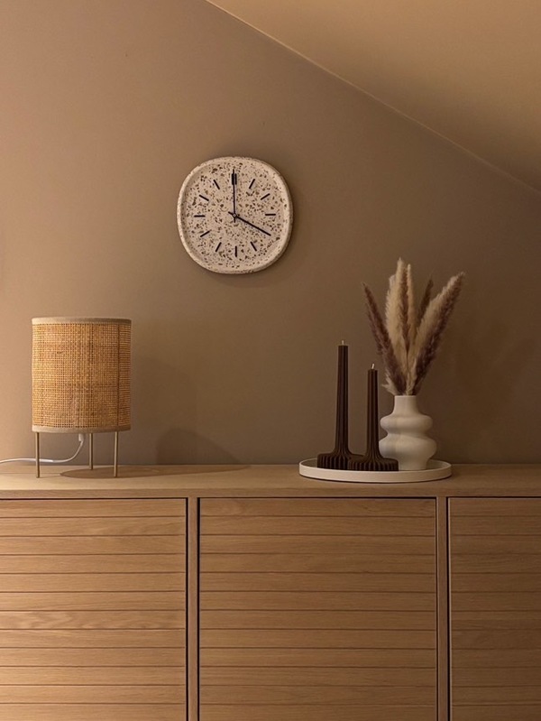 Håndlaget Veggklokke - Terrazzo Beige & Brun