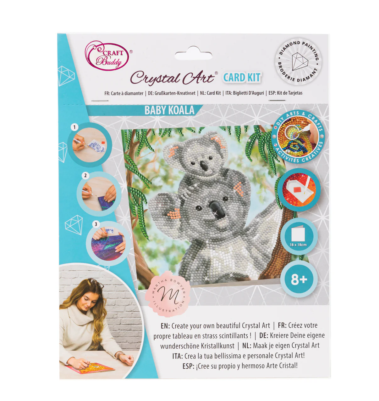 Crystal Art Baby Koala - diamantperling kort