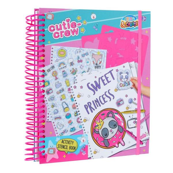 AKTIVITETSBOK MED STENCILER OG FARGEBLYANTER CUTIE CREW