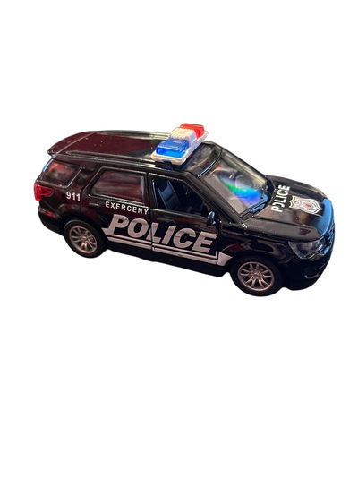 Politibil Metall med Lyd og Lys  Svart  - Leiker