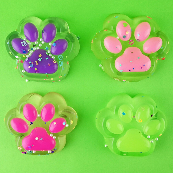 SQUISHY CAT PAW CLEAR GLITTER 130G 9cm