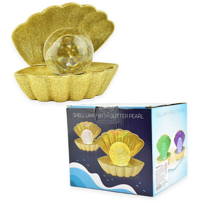 LAMP SHELL W GLITTER BALL 15cm Fargerik - Dekor