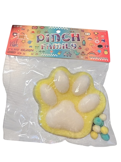 PINCH FAMILY STOR KATTEPOTER Gul med pom - Fidget Toys