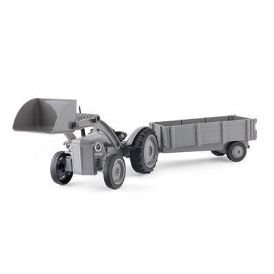 GRÅTASS LEKETRAKTOR 54CM M/TILHENGER OG FRONTLASTER Gråtass - Leiker