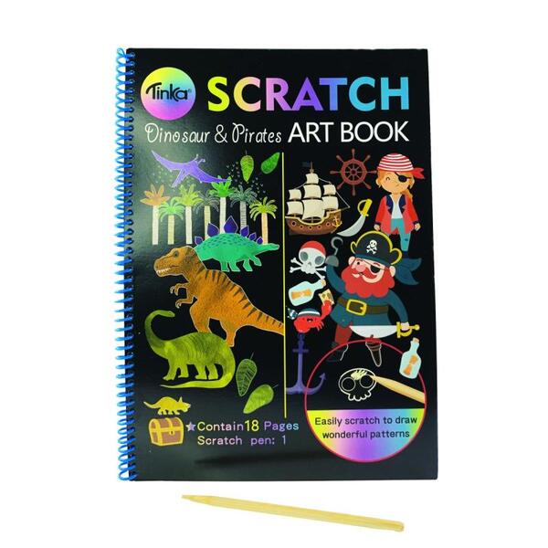 MAGIC SCRATCH BOK DINO/PIRATER 21x29,7CM TINKA