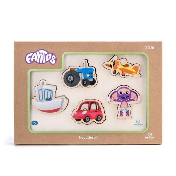FANTUS PUSLESPILL I TRE - KJØRETØY 31,5X22CM