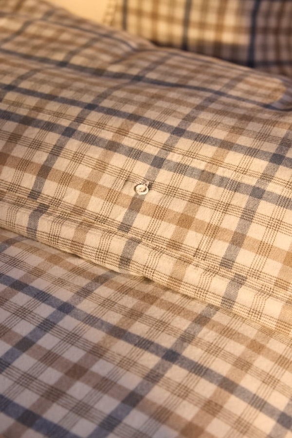 Rutete Sengesett i Bomullsflanell 