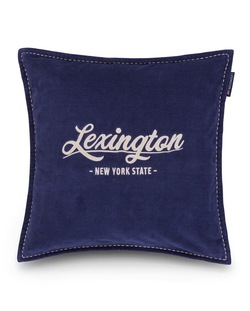 Logo putevar i økologisk bomullsfløyel, mørkeblå/lysbeige Blå/Beige - Lexington