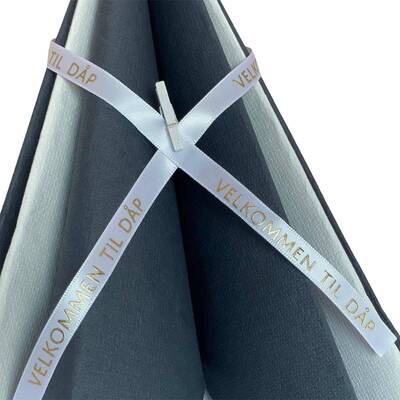 Pyntebånd med tekst 10m Dåp hvit med gulltekst - Happystar