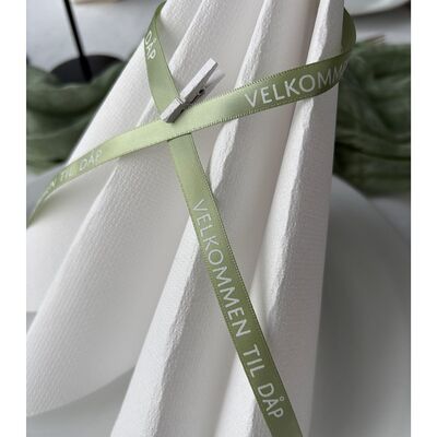 Pyntebånd med tekst 10m Dåp mosegrønn med hvit tekst 10m - Happystar