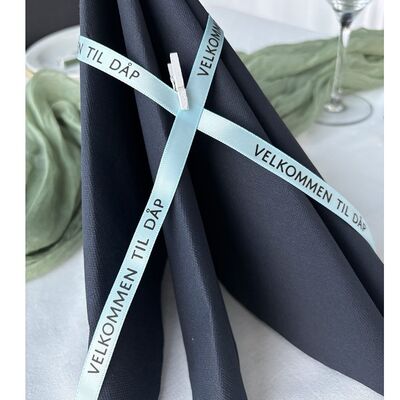 Pyntebånd med tekst 10m Dåp Blå med svart tekst - Happystar