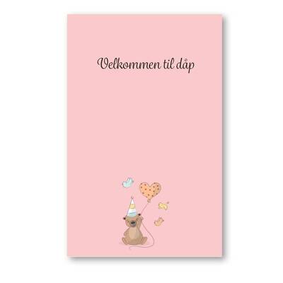 Bordkort enkle 20pk Rosa dåp - Happystar
