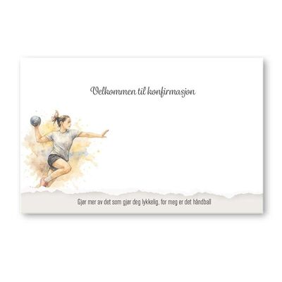 Bordkort enkle 20pk Konfirmasjon håndball jente - Happystar