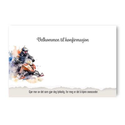 Bordkort enkle 20pk Konfirmasjon snøscooter - Happystar