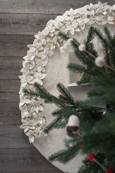 Ullfilt Teppe 1/2 Dekor ca 110cm - Snø Snø - UND Seasonal 