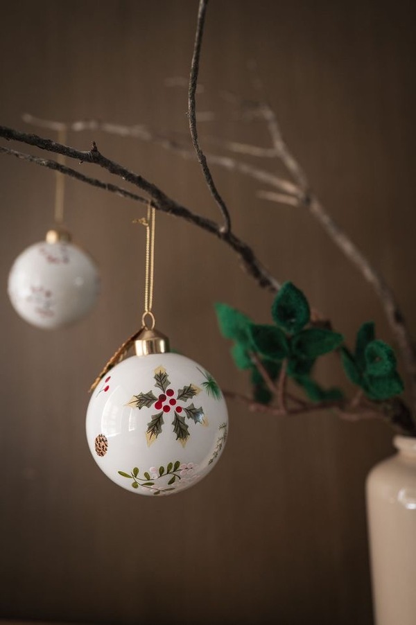 Glasskule Hvit m/Kristorn 