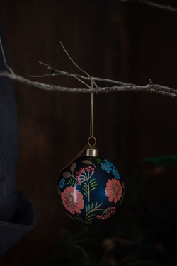 Glasskule Matt Blå m/Blomster ikke relevant - UND Seasonal 