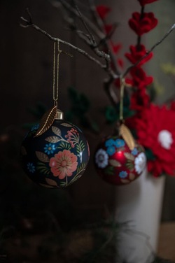 Glasskule Matt Blå m/Blomster ikke relevant - UND Seasonal 