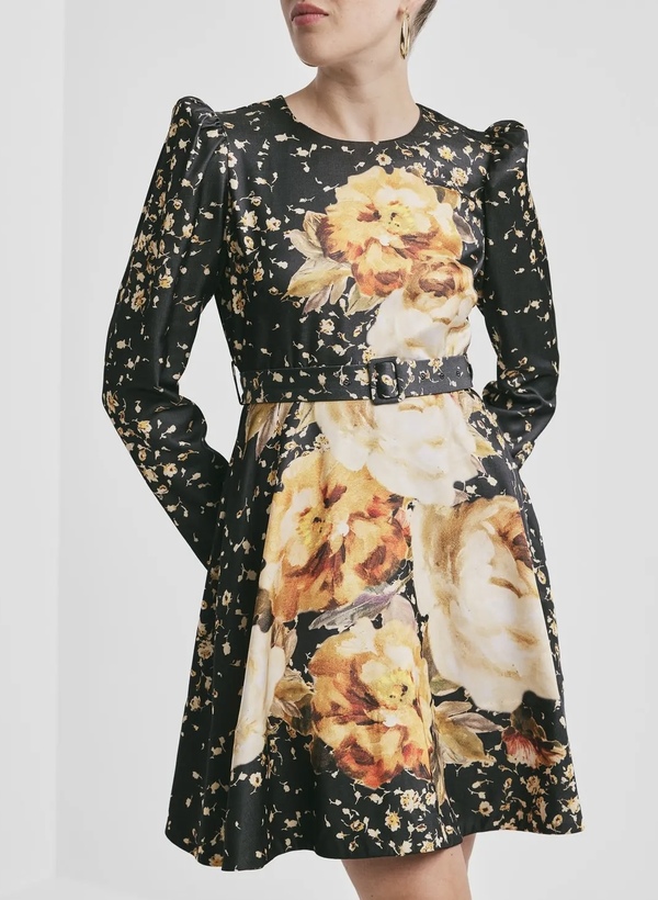 Tailored Satin Belt Dress