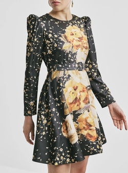 Tailored Satin Belt Dress