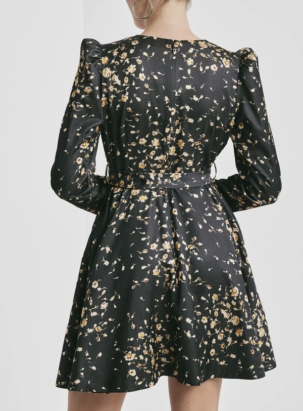 Tailored Satin Belt Dress