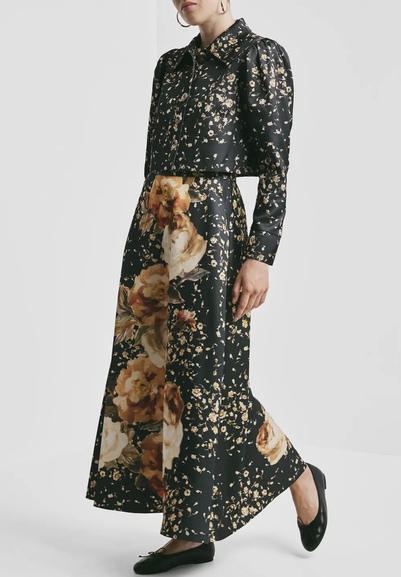 Tailored Satin Skirt Black Rose - by TiMo