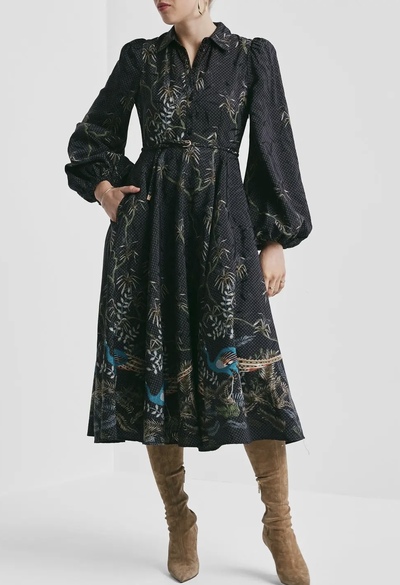 Jacquard Midi Dress Blue Peacock - by TiMo