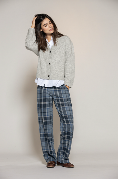 Blue Frankie Knit Cardigan Light Grey Melange - Blue Sportswear