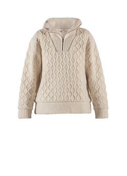 Blue Frances 1/2-Zip Wool Cable Windbreaker