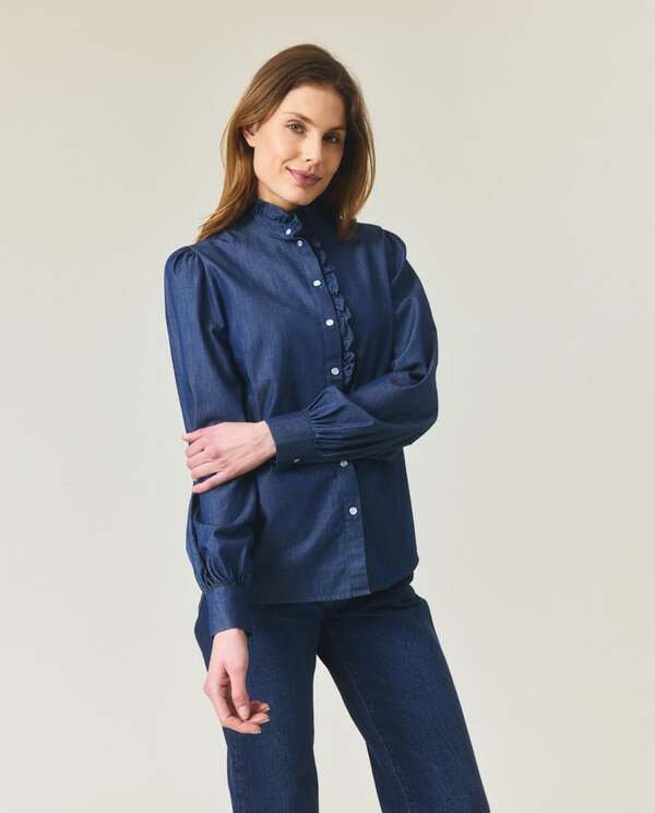 Denim Frill Blouse
