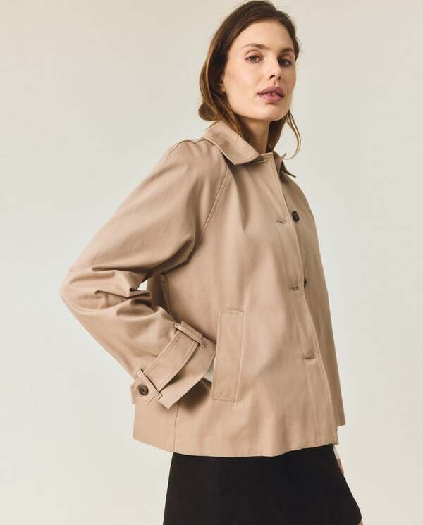 Kort Trensh Coat, beige