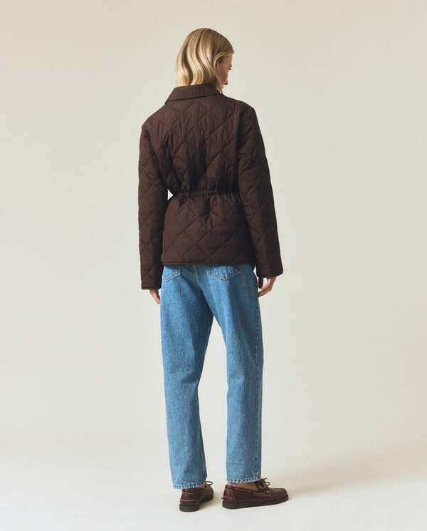 Klassisk vattert jakke, mørkebrun