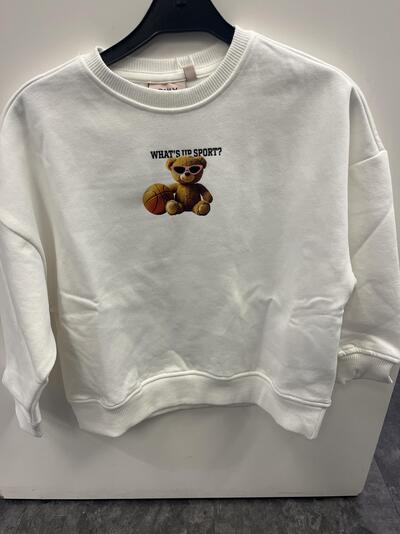 KOGBILA L/S OVZ BEAR O-NECK SWT  Egret Sport - Kids Only 