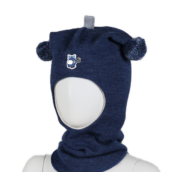 Kivat Balaklava i ull 507-67 Blue Melange med helikopter