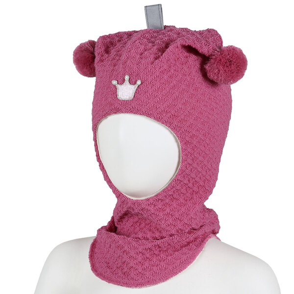 Kivat Balaklava i ull 460-14 Heather pink med krone