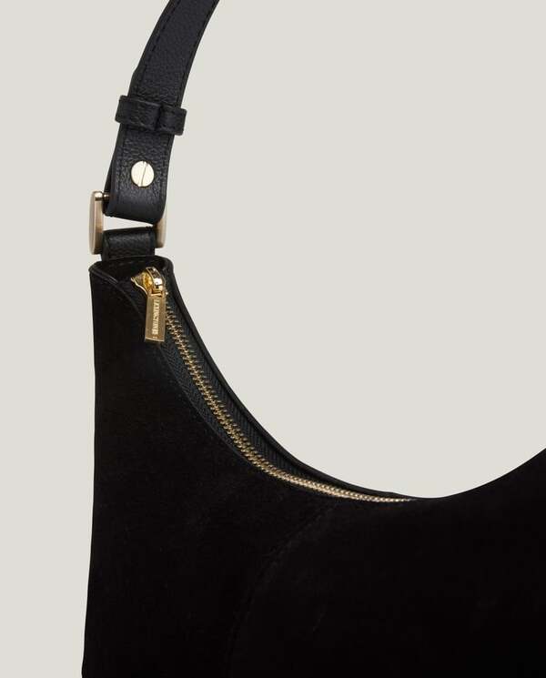 Slouchy ssemsket mini skulderveske, sort