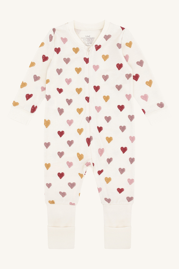 Hust & Claire Manu Hearts Puff nattdress ull/viskose fra bambus